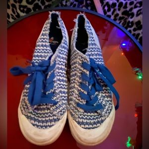 Rocket Dog Comfy Blue and White Canvas Sneakers with Plush Foam Insoles